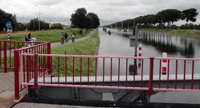 Canal and bike path in northern Belgium