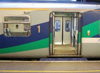 First class train coach on Britain's East Coast line