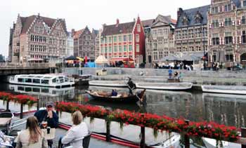 Canal side in Ghent, Belgium