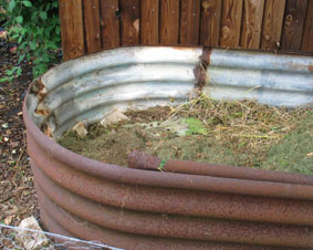 compost bin made from Nissen hut