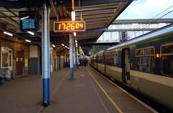 train platform at dusk