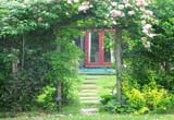 lawn and cabin