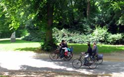 cyclists in a park in Groningen