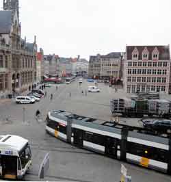 tram in Ghent - seen from MacDonald's
